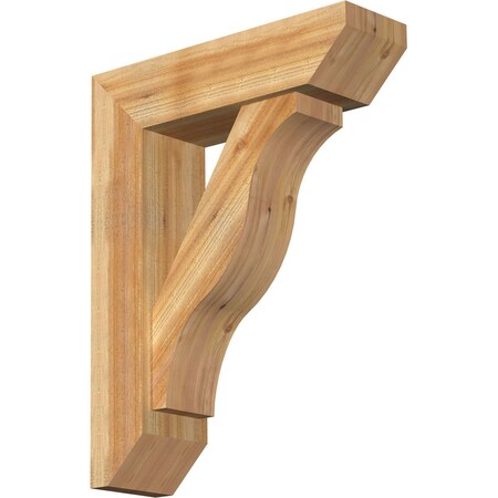 Ekena Millwork Funston Slat Rough Sawn Bracket w/ Offset Brace, Western Red Cedar, 8"W x 28"D x 36"H BKT0806X28X36FST06RWR